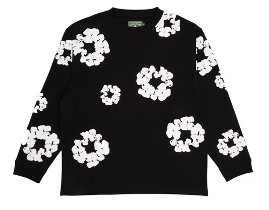 Denim Tears Long Sleeve Cotton Wreath T-shirt Black